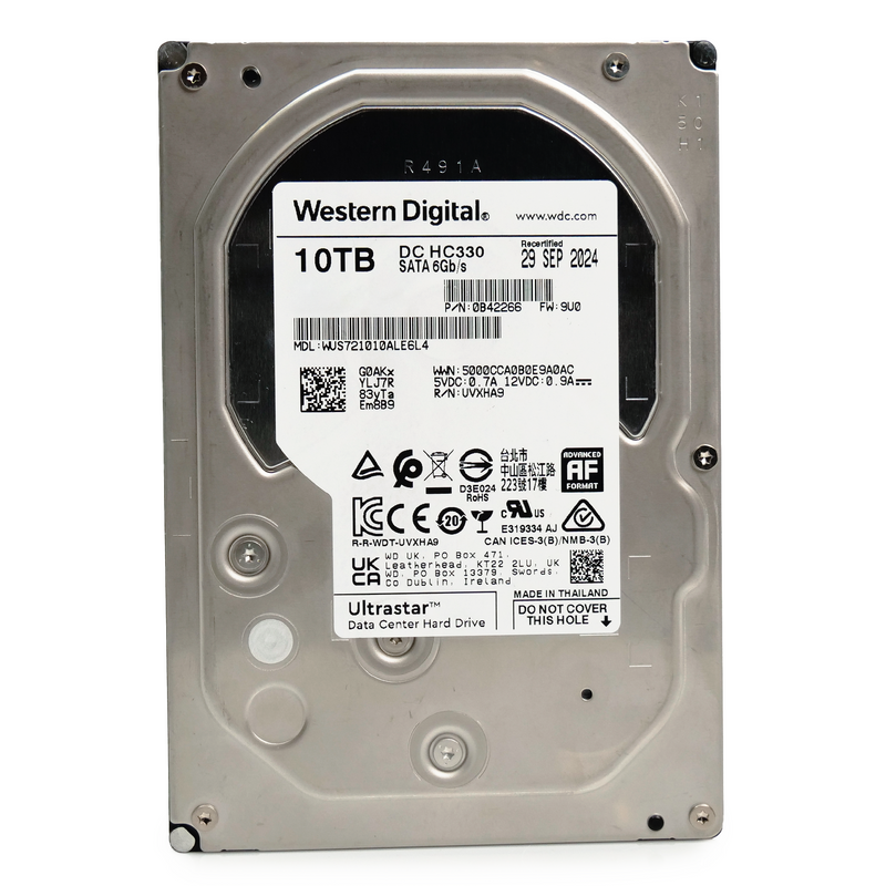 Western Digital Ultrastar DC HC330 WUS721010ALE6L4 0B42266 10TB 7.2K RPM SATA 6Gb/s 512e 256MB 3.5" SE Manufacturer Recertified HDD