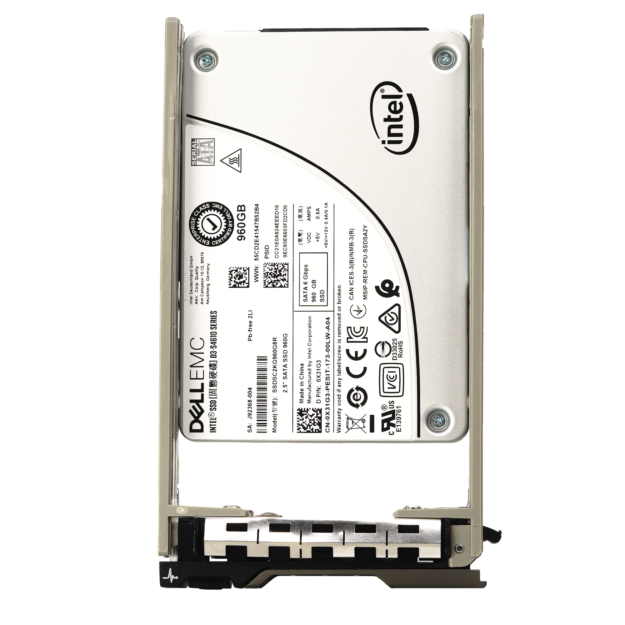 Dell G13 X31G3 SSDSC2KG960G8R 960GB SATA 6Gb/s 3DWPD Mixed Use 2.5in Refurbished SSD