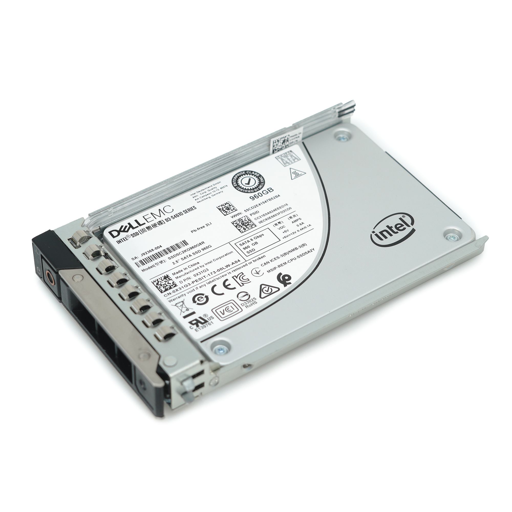 Dell G14 X31G3 SSDSC2KG960G8R 960GB SATA 6Gb/s 3DWPD Mixed Use 2.5in Refurbished SSD