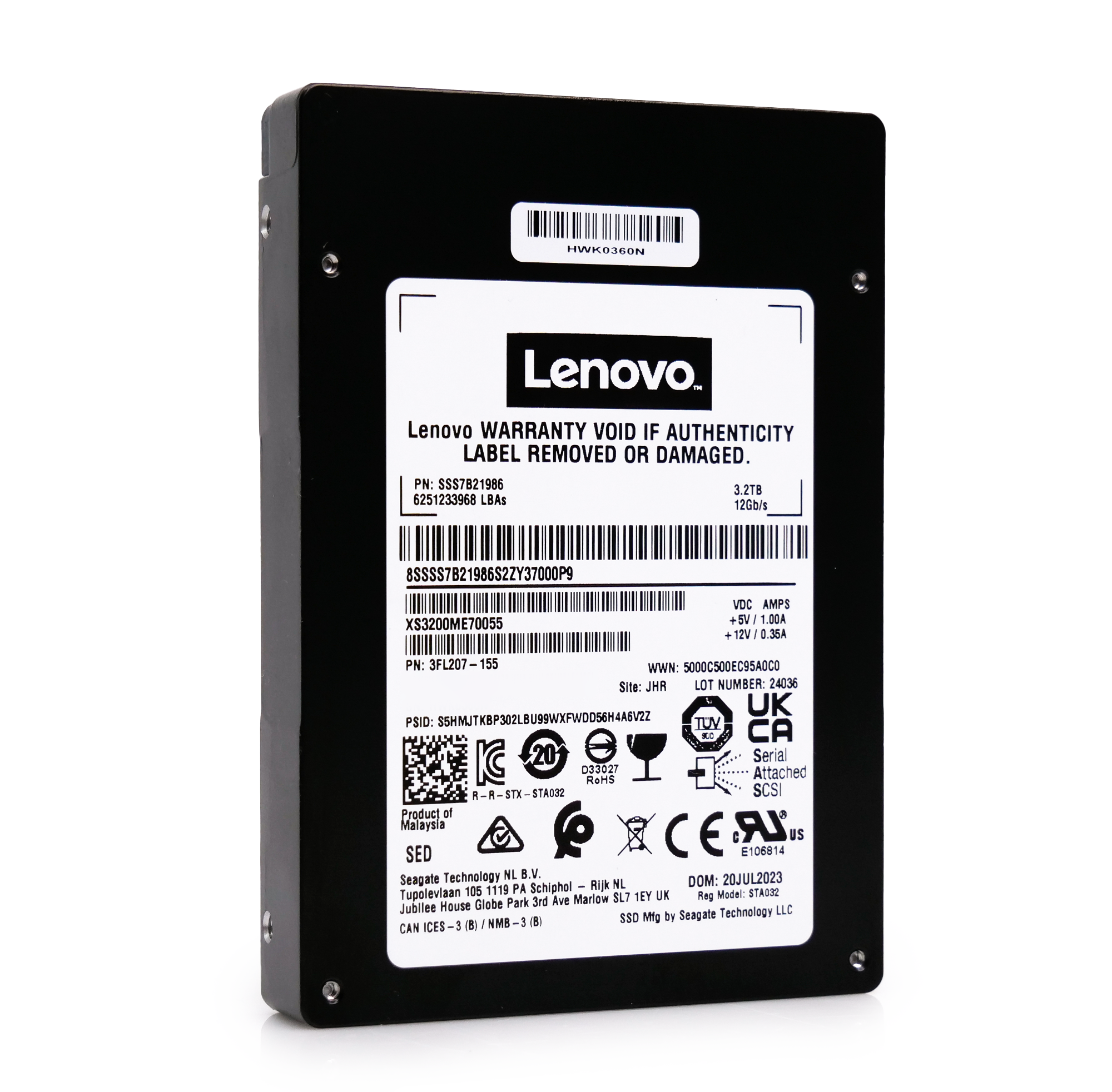 Lenovo/Seagate Nytro XS3200ME70055 SSS7B21986 3.2TB 10 DWPD SAS-3 12Gb/s 3D eTLC 2.5in Enterprise Solid State Drive