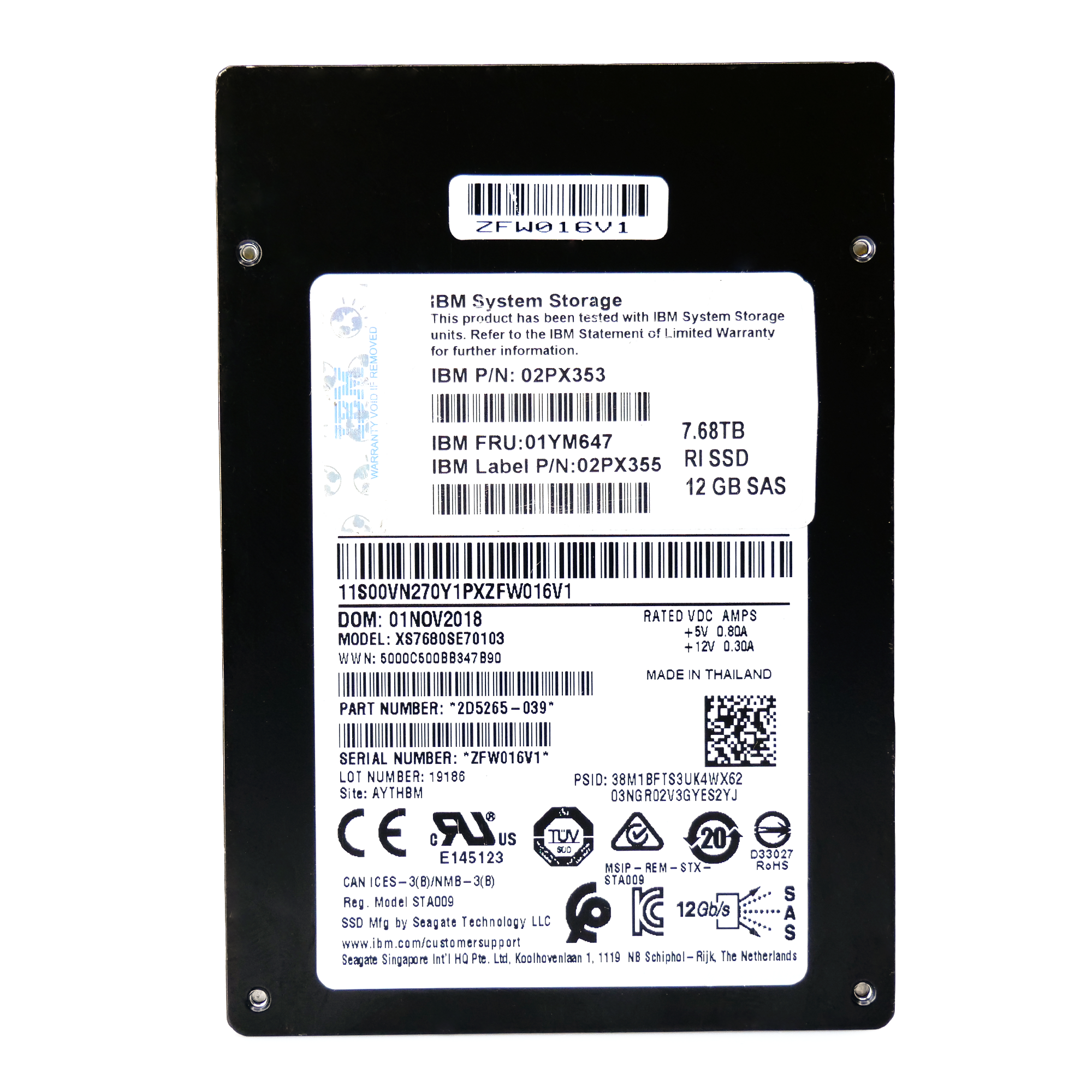 Seagate/IBM Nytro XS7680SE70103 7.68TB 1 DWPD SAS 12Gb/s 3d eTLC 2.5in Refurbished Enterprise SSD