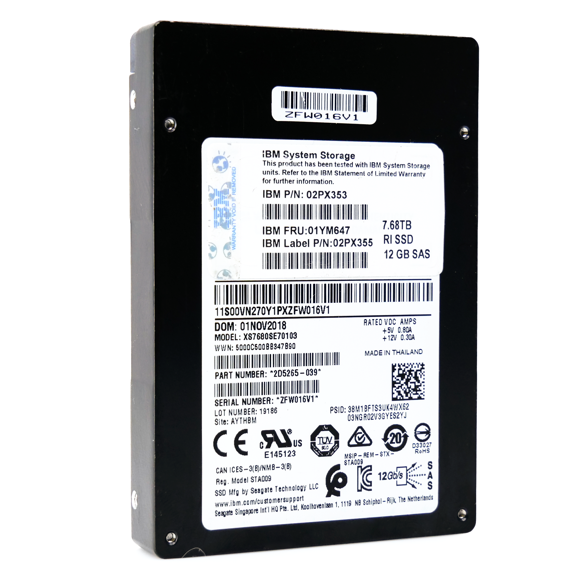 Seagate/IBM Nytro XS7680SE70103 7.68TB 1 DWPD SAS 12Gb/s 3d eTLC 2.5in Refurbished Enterprise SSD