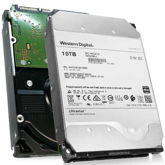 Western Digital DC HC510 HUH721010ALN600 0F27502 10TB 7.2K RPM SATA 6Gb/s 4Kn 256MB 3.5" ISE Power Disable Pin Refurbished HDD