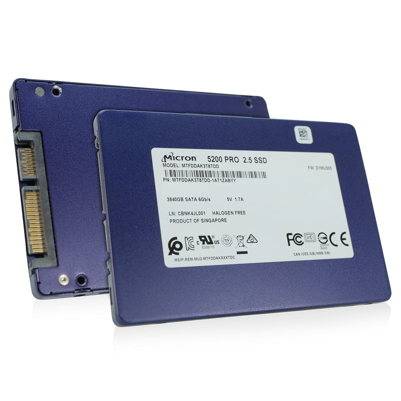 Micron 5200 Pro MTFDDAK3T8TDD 3.84TB SATA 6Gb/s 3D TLC 2.5in Refurbished SSD