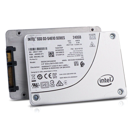 Intel D3-S4610 SSDSC2KG240G8 240GB 3 DWPD SATA 6Gb/s 3D TLC 2.5in Refurbished SSD