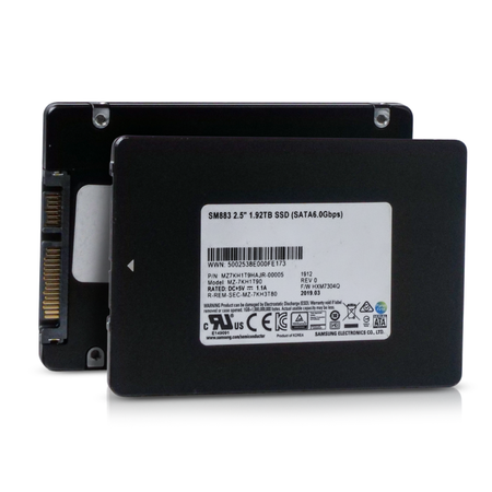 Samsung SM883 MZ7KH1T9HAJR 1.92TB 3 DWPD SATA 6Gb/s MLC 2.5in Refurbished SSD