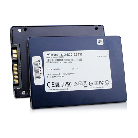 Micron 5100 ECO 1.92TB SATA SSD, front and rear sides shown together