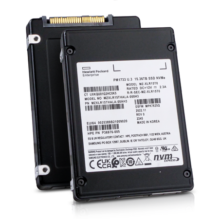 HP/Samsung PM1733 MZXLR15THALA P36976-005 15.36TB PCIe Gen 4.0 x4 8GB/s U.3 NVMe 2.5in Solid State Drive