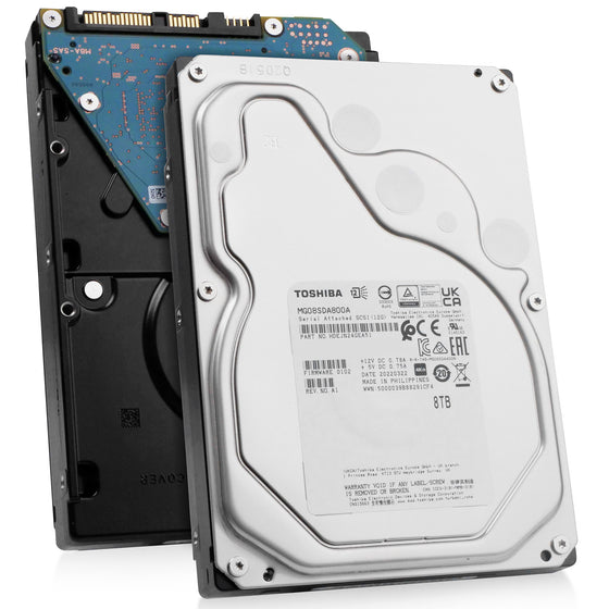 Toshiba MG08 MG08SDA800A 8TB 7.2K RPM SAS 12Gb/s 4Kn 3.5in Hard Drive, combine angled view