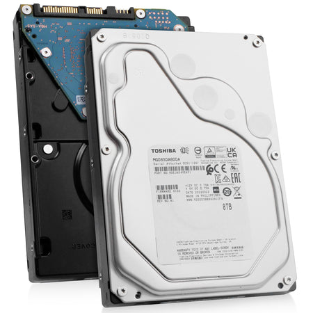 Toshiba MG08 MG08SDA800A 8TB 7.2K RPM SAS 12Gb/s 4Kn 3.5in Hard Drive, combine angled view