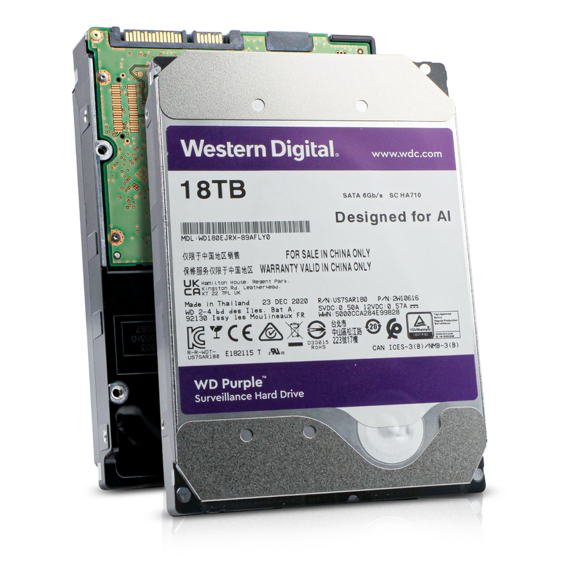 Western Digital Purple WD180EJRX 89AFLY0 18TB 7.2K RPM SATA 6Gb/s 512e 256MB 3.5in Refurbished HDD