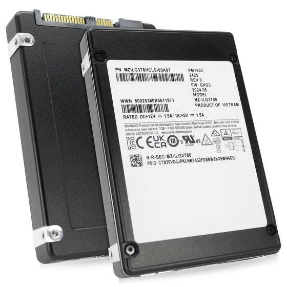 Samsung PM1653 MZILG3T8HCLS 3.84TB 1 DWPD SAS-4 24 Gb/s 3D TLC 2.5in Refurbished SSD