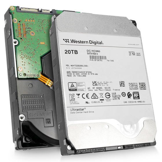 Western Digital Ultrastar DC HC560 WUH722020BLE601 0F38781 20TB 7.2K RPM SATA 6Gb/s 512e Power Disable 3.5in Recertified Hard Drive