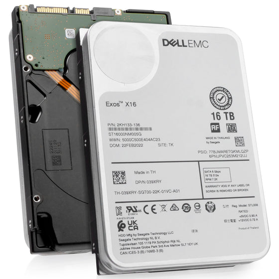 Dell/Seagate Exos X16 ST16000NM005G 16TB 7.2K RPM SATA 6Gb/s 512e 3.5in Refurbished HDD, combine angled view