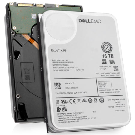 Dell/Seagate Exos X16 ST16000NM005G 16TB 7.2K RPM SATA 6Gb/s 512e 3.5in Refurbished HDD, combine angled view
