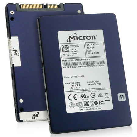 Dell/Micron 5100 PRO MTFDDAK1T9TCB 1.92TB SATA 6Gb/s 3D TLC 2.5in Solid State Drive, combine angled view