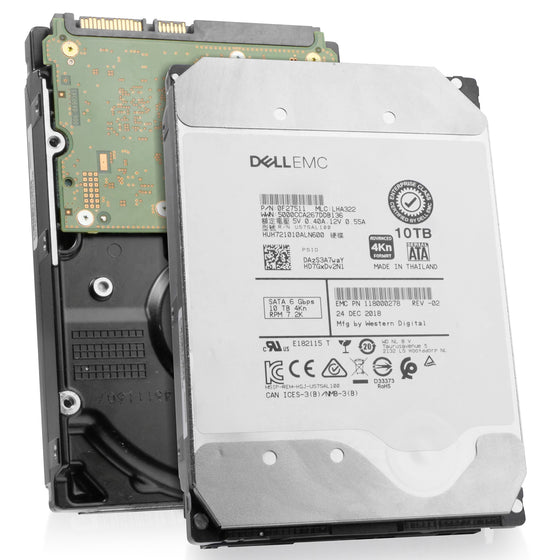 Dell/Western Digital Ultrastar DC HC510 HUH721010ALN600 0F27511 10TB 7.2K RPM SATA 6Gb/s 4Kn 3.5in Refurbished HDD, combine angled view