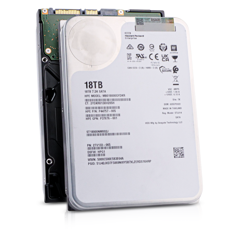 HP/Seagate Exos X18 ST18000NM002J 2TV133-065 18TB 7.2K RPM SATA 6Gb/s 512e 256MB 3.5in Refurbished HDD