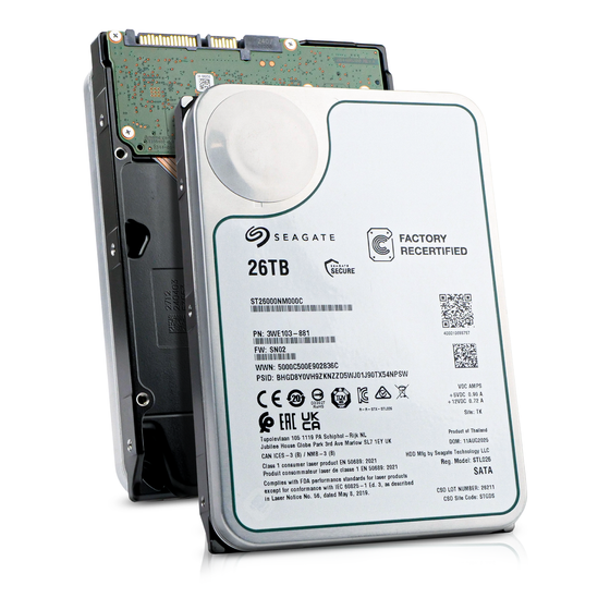 Seagate Exos ST26000NM000C 26TB 7.2K RPM SATA 6Gb/s 512e CMR 3.5in Recertified Hard Drive