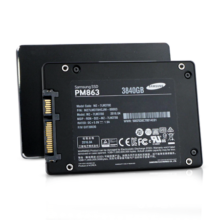 Samsung PM863 MZ7LM3T8HCJM 3.84TB 1.3 DWPD SATA 6Gb/s 3D TLC 2.5in Refurbished SSD, 1 of 8
