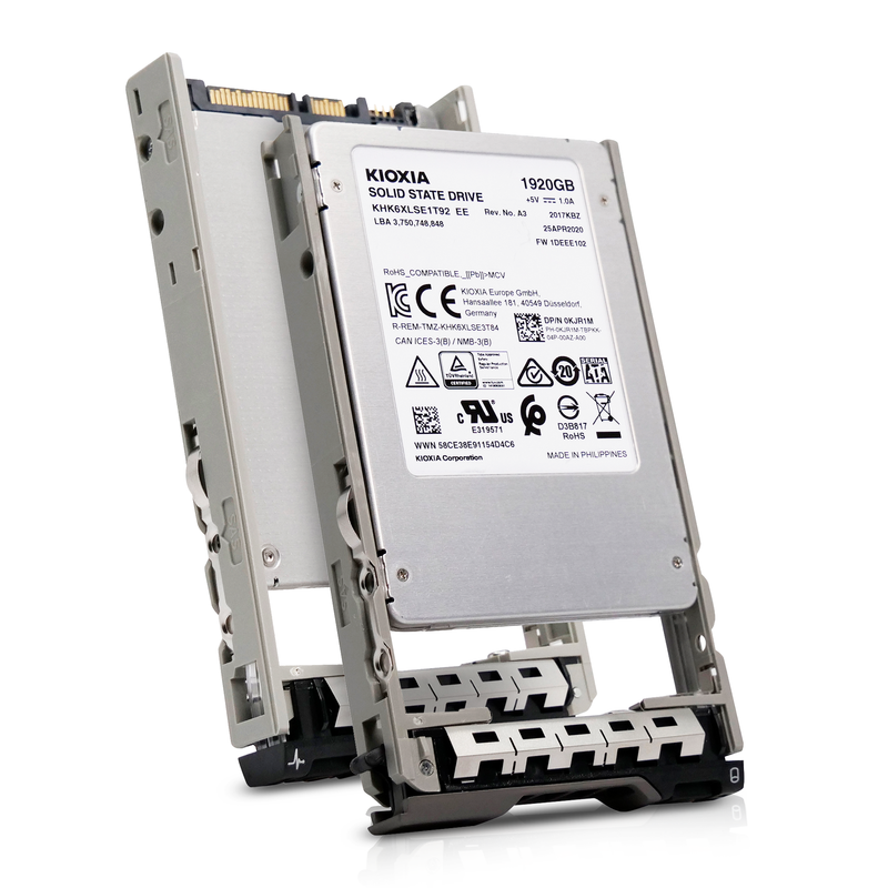 Dell G13 KHK6XLSE1T92 0KJR1M 1.92TB 0.6 DWPD SATA 6Gb/s 3D TLC 3.5in Read Intensive SSD, combine angled view