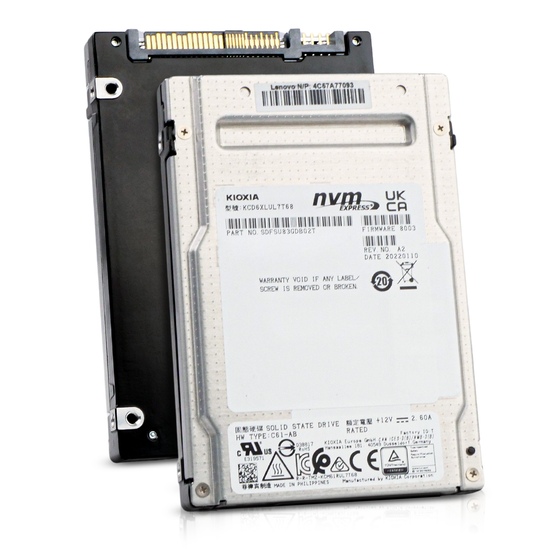 Lenovo/Kioxia CD6-R KCD6XLUL7T68 7.68TB 1 DWPD PCIe Gen 4.0 x4 8GB/s 3D TLC U.3 NVMe 2.5in Refurbished SSD