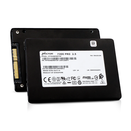 Micron 7300 PRO MTFDHBE960TDF 960GB 1 DWPD PCIe Gen 3.0 x4 4GB/s 3D TLC U.2 NVMe 2.5in Refurbished SSD