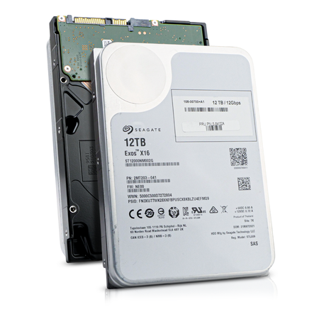 Seagate Exos X16 ST12000NM002G 12TB 7.2K RPM SAS 12Gb/s 512e/4Kn 3.5in Refurbished HDD, 1 of 8