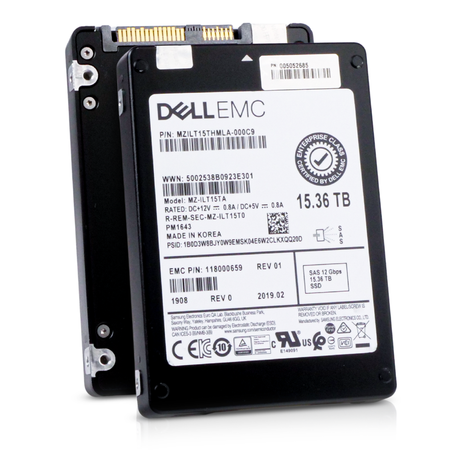 Dell/Samsung PM1643 MZILT15THMLA 15.36TB 1 DWPD SAS 12Gb/s 3D TLC 2.5in Refurbished SSD