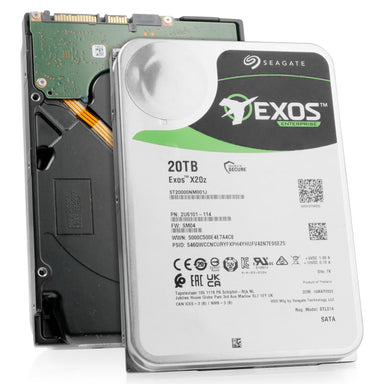 Seagate Exos X20z ST20000NM001J 20TB 7.2K RPM SATA 6Gb/s 3.5in Refurbished HDD, combine angled view