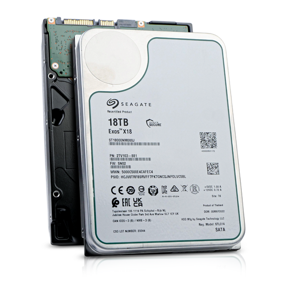 Seagate 18TB Exos X18 ST18000NM000J 7200 RPM SATA 6Gb/s 512e 256MB 3.5" Enterprise Hard Drive