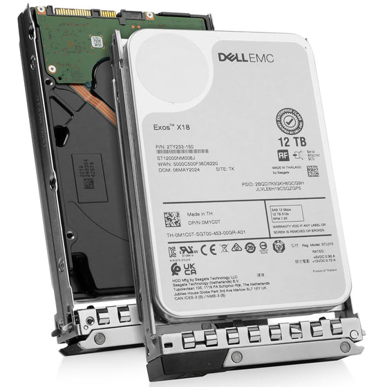 Dell G14 0M1C0T 12TB 7.2K RPM SAS 12Gb/s 512e 3.5in Enterprise Hard Drive, combine angled view