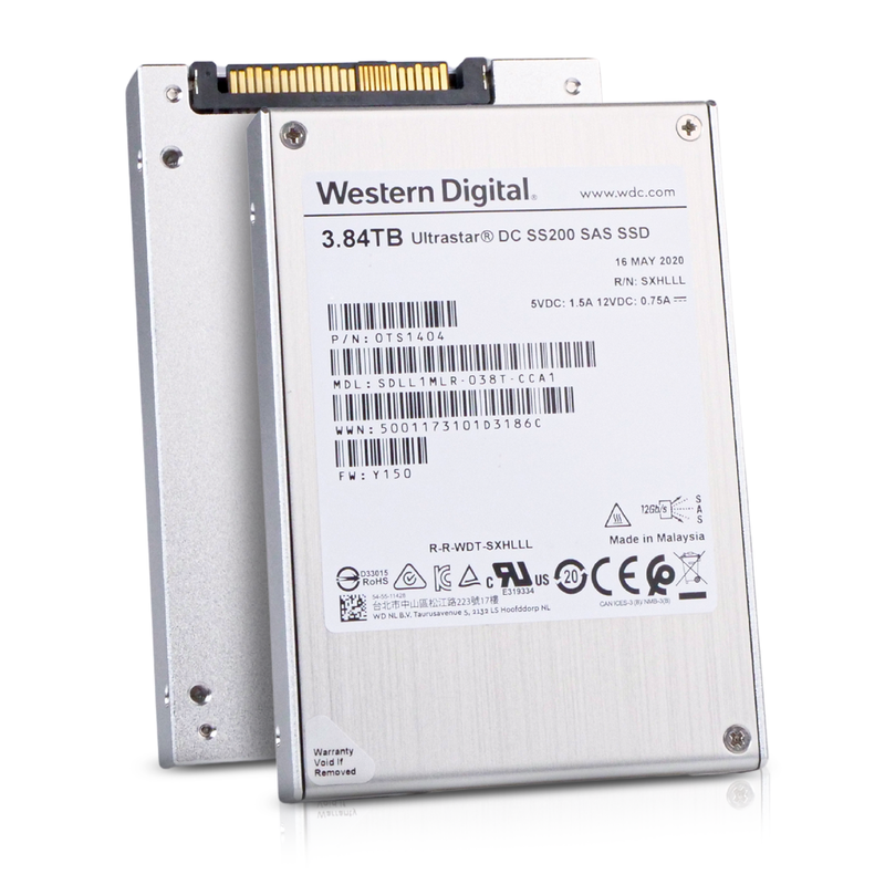 Western Digital Ultrastar DC SS200 SDLL1MLR-038T-CCA1 0TS1404 3.84TB 1 DWPD SAS 12Gb/s MLC Mixed-Use 2.5in SSD