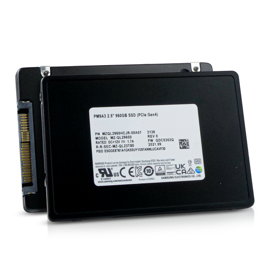 Samsung PM9A3 MZQL2960HCJR 960GB PCIe Gen 4.0 x4 8GB/s 1 DWPD U.2 2.5" Refurbished SSD