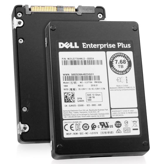 Dell/Samsung PM1633a MZILS7T6HMLS 7.68TB 1 DWPD SAS 12Gb/s 3D TLC 2.5in Refurbished SSD