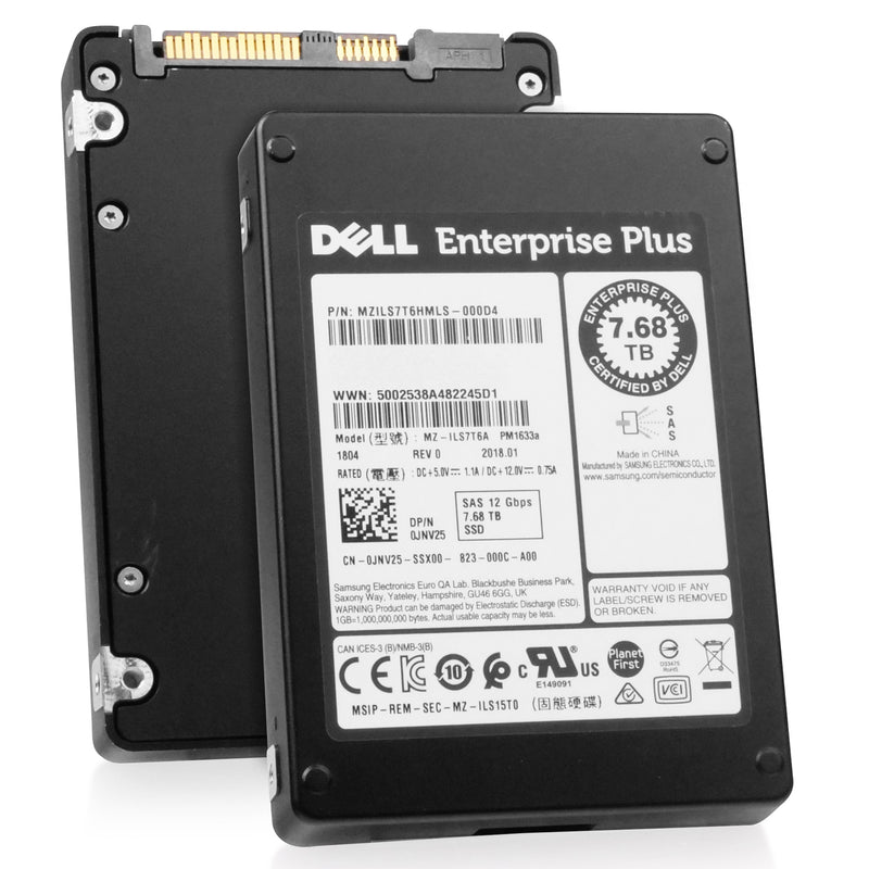 Dell/Samsung PM1633a MZILS7T6HMLS 7.68TB 1 DWPD SAS 12Gb/s 3D TLC 2.5in Refurbished SSD
