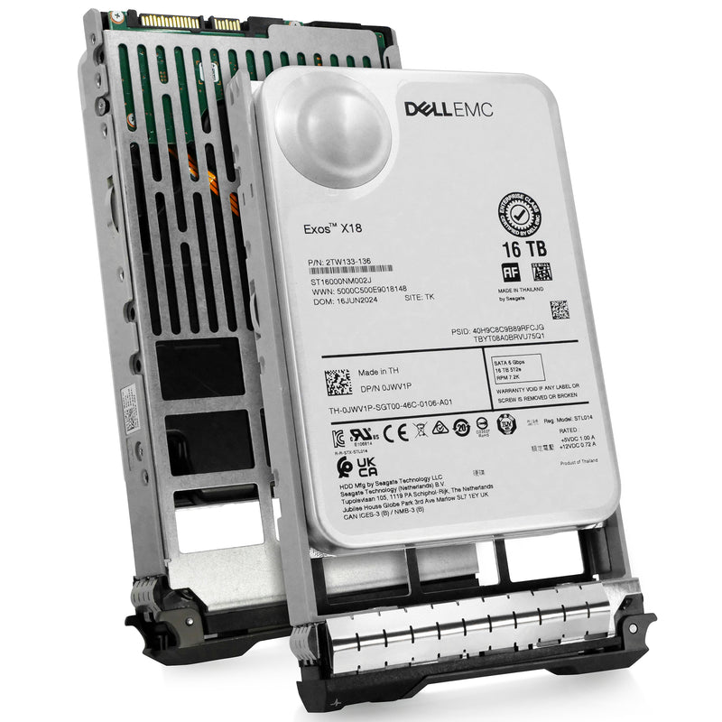 Dell G13 0JWV1P 16TB 7.2K RPM SATA 6Gb/s 512e 3.5in Hard Drive, combine angled view