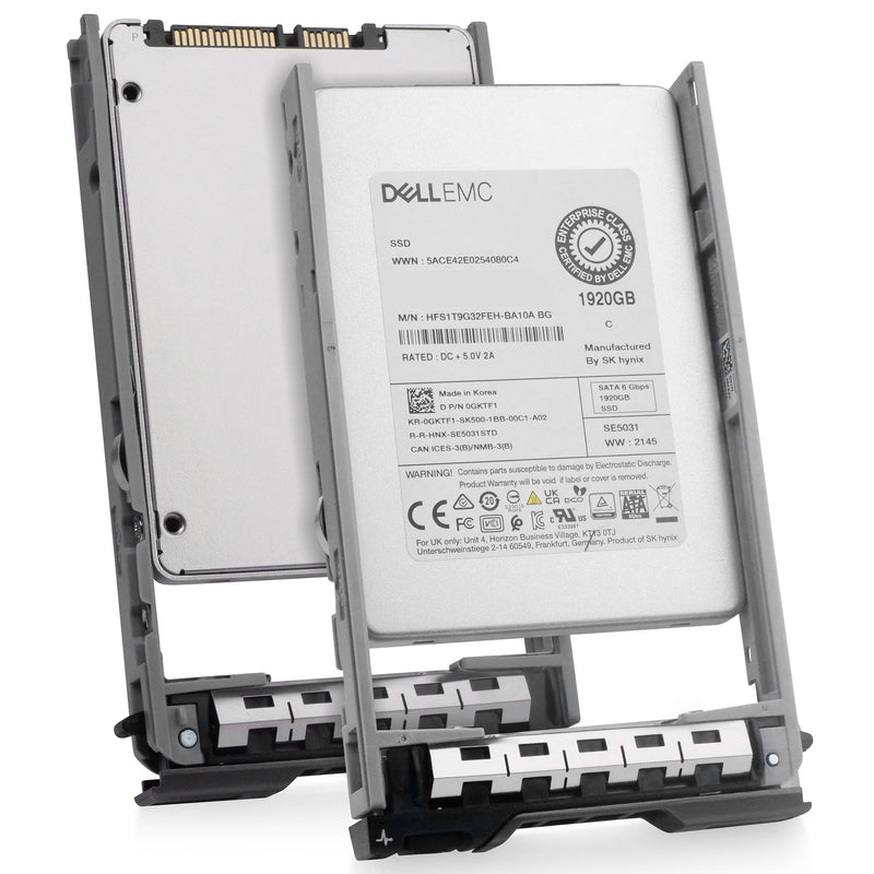 Dell G13 0GKTF1 1.92TB SATA 6Gb/s 3D TLC 2.5in Refurbished SSD, combine angled view