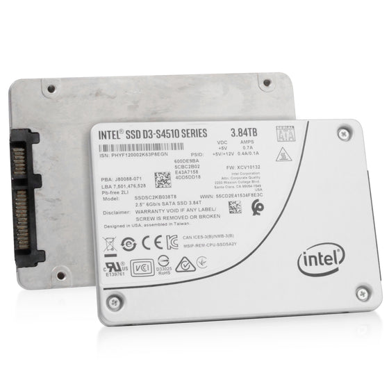 Intel D3-S4510 SSDSC2KB038T8 3.84TB SATA 6Gb/s 2.5" AES 256-bit Refurbished SSD, combine angled view