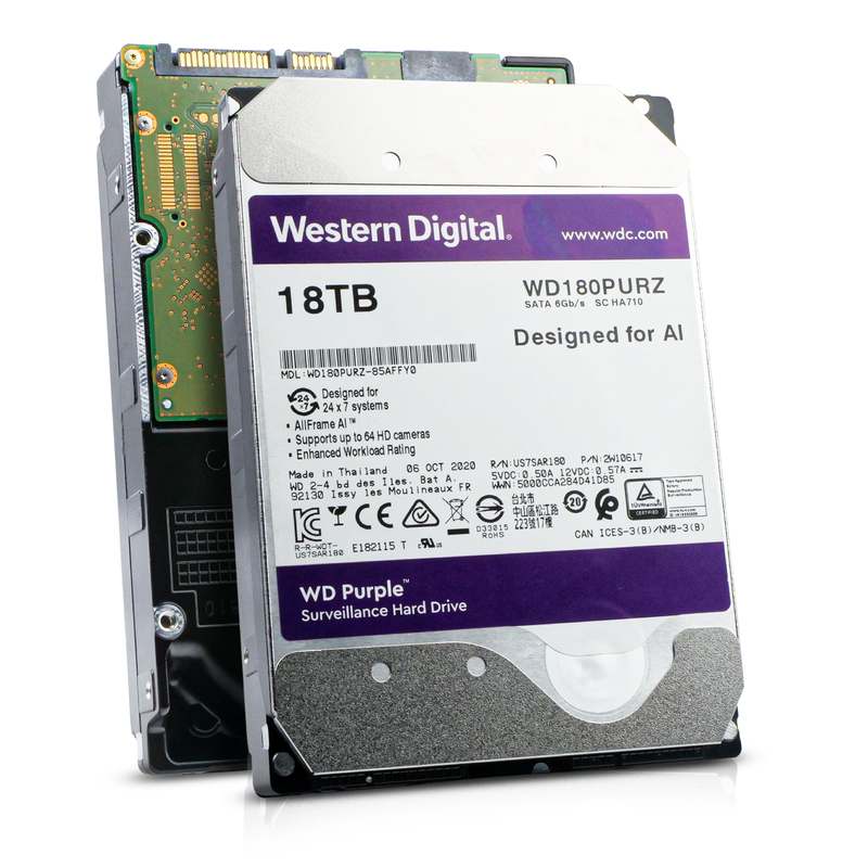 Western Digital Purple SC HA710 WD180PURZ 85AFFY0 2W10617 18TB 7.2K RPM SATA 6Gb/s 512e 512MB 3.5in Surveillance HDD