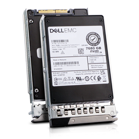 Dell EMC HUSMR7676BDP3Y1 7680GB NVMe PCIe Gen 3 2.5" Enterprise SSD, Combine tray view