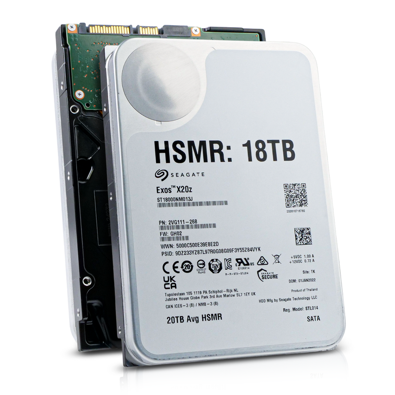 Seagate Exos X20z ST18000NM013J 18TB 7.2K RPM SATA 6Gb/s HSMR 512e 3.5in Refurbished HDD