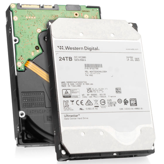 Western Digital Ultrastar DC HC580 WUH722424ALE604 0F62798 24TB 7.2K RPM SATA 6Gb/s 512e 3.5in Recertified Hard Drive, combine angled