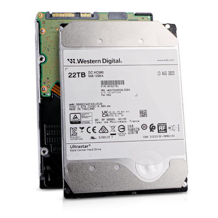 Western Digital Ultrastar DC HC580 WUH722422AL5204 0F62791 22TB 7.2K RPM SAS 12Gb/s 512e 512MB 3.5in HDD