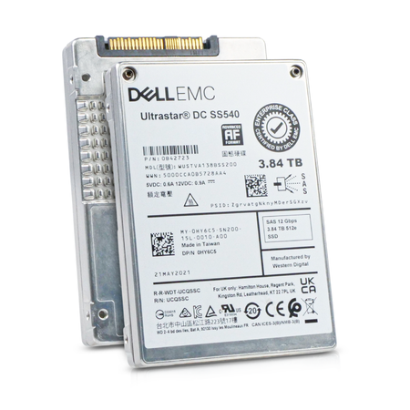 Dell/WD Ultrastar DC SS540 WUSTVA138BSS200 0B42723 3.84TB 1 DWPD SAS 12Gb/s 512e 2.5in Read Intensive Refurbished SSD