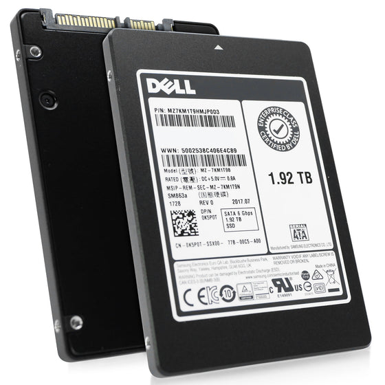 Dell/Samsung SM863a MZ7KM1T9HMJP0D3 1.92TB 3.6 DWPD SATA 6Gb/s V-NAND 2.5in Refurbished SSD