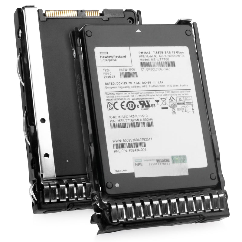 HP Generation 8 P02434-004 ARFX7680S5xnNTRI 7.68TB 1 DWPD SAS 12Gb/s 3D TLC 2.5in Refurbished SSD, combine view