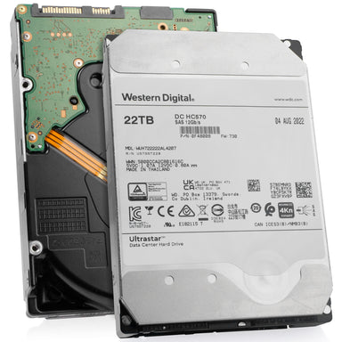 Western Digital Ultrastar DC HC570 WUH722222AL5204 0F48008 22TB 7.2K RPM SAS 12Gb/s 512e 3.5in Refurbished HDD, combine angled view