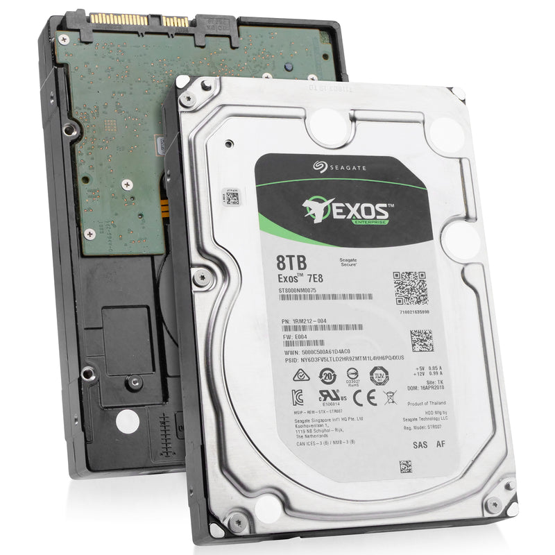 Seagate Exos 7E8 ST8000NM0075 8TB 7.2K RPM SAS 12Gb/s 256MB 3.5" Refurbished HDD, combine angled view