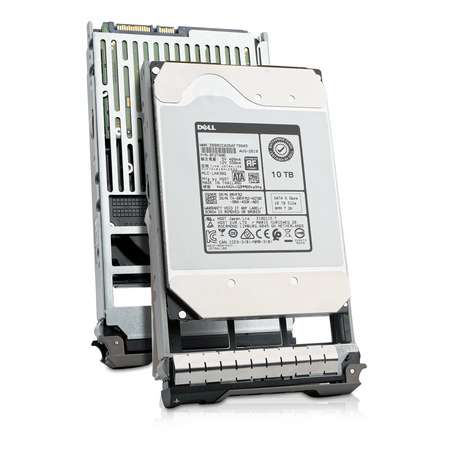 Dell G13 0RVFR2 10TB SATA hard drive in drive tray, front and rear sides shown together